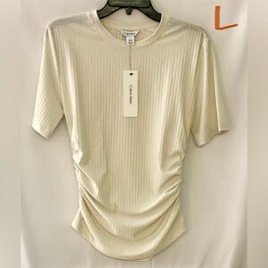 Calvin Klein Off-White Ribbed Top